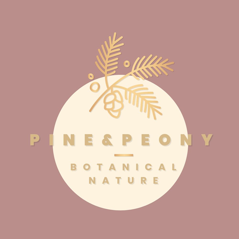 Organic botanical logo template,  editable leaf illustration for business