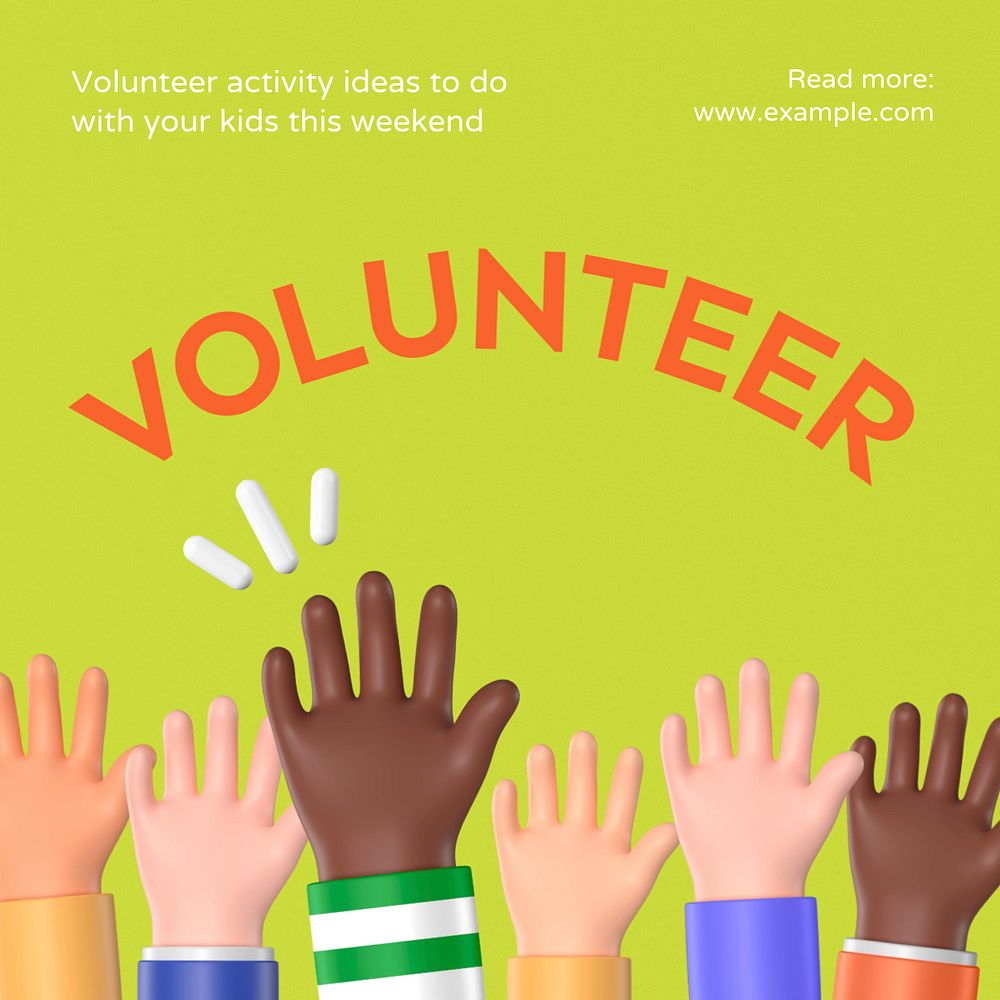 Diverse volunteers Instagram post template, 3D editable design