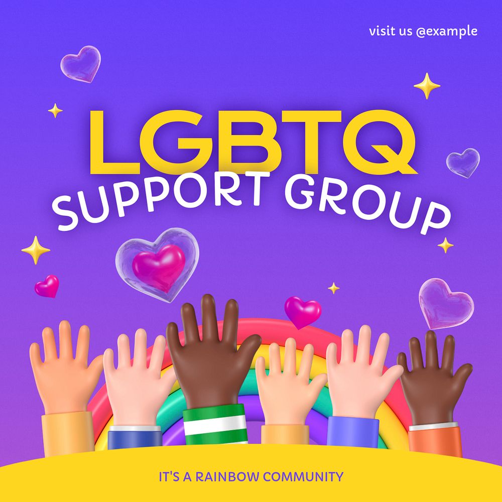 LGBTQ support Instagram post template, 3D editable design