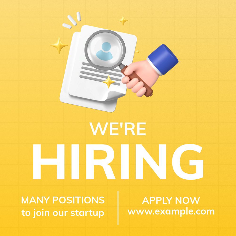 We're hiring Instagram post template, 3D editable design