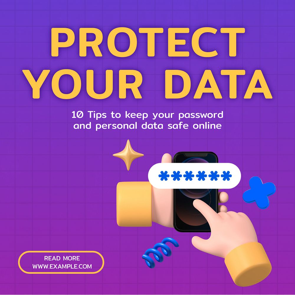 Data protection Instagram post template, 3D editable design