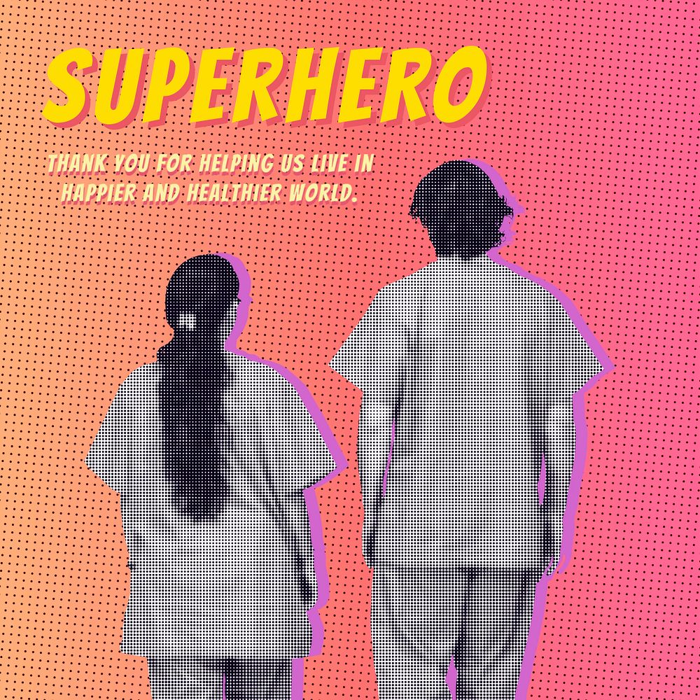 Medical superhero Instagram post template, editable design