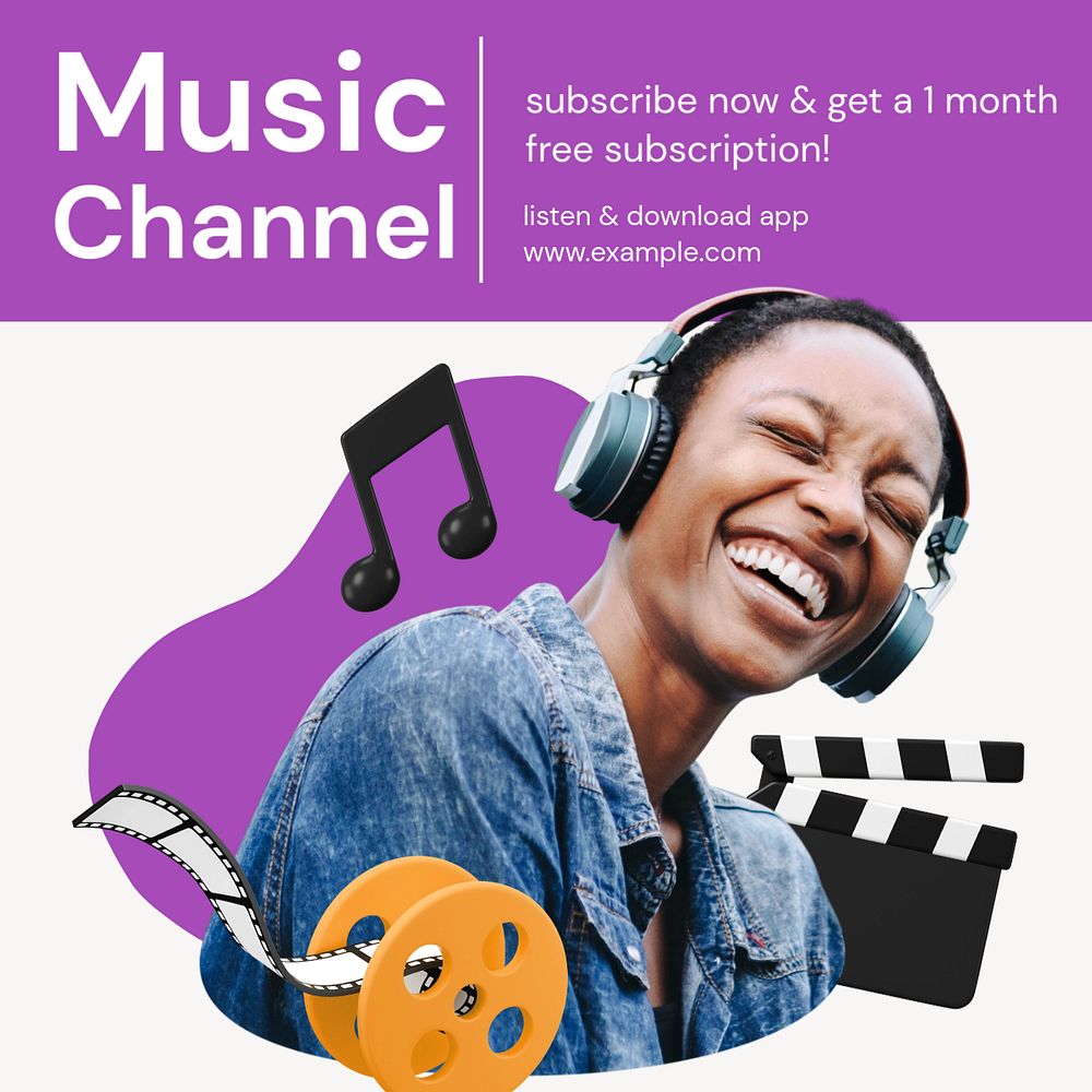 Music channel Instagram ad template, editable social media post design