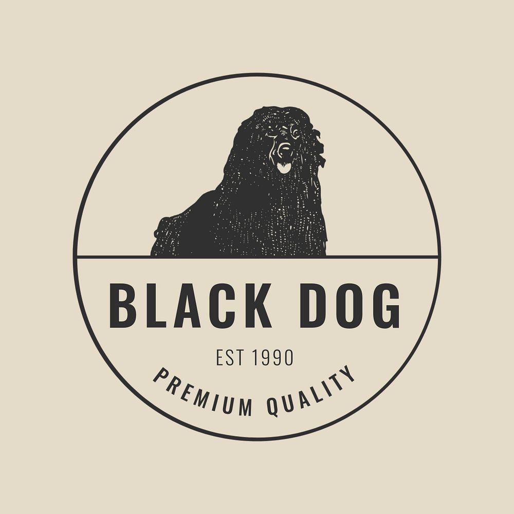 Vintage business logo template, black dog illustration