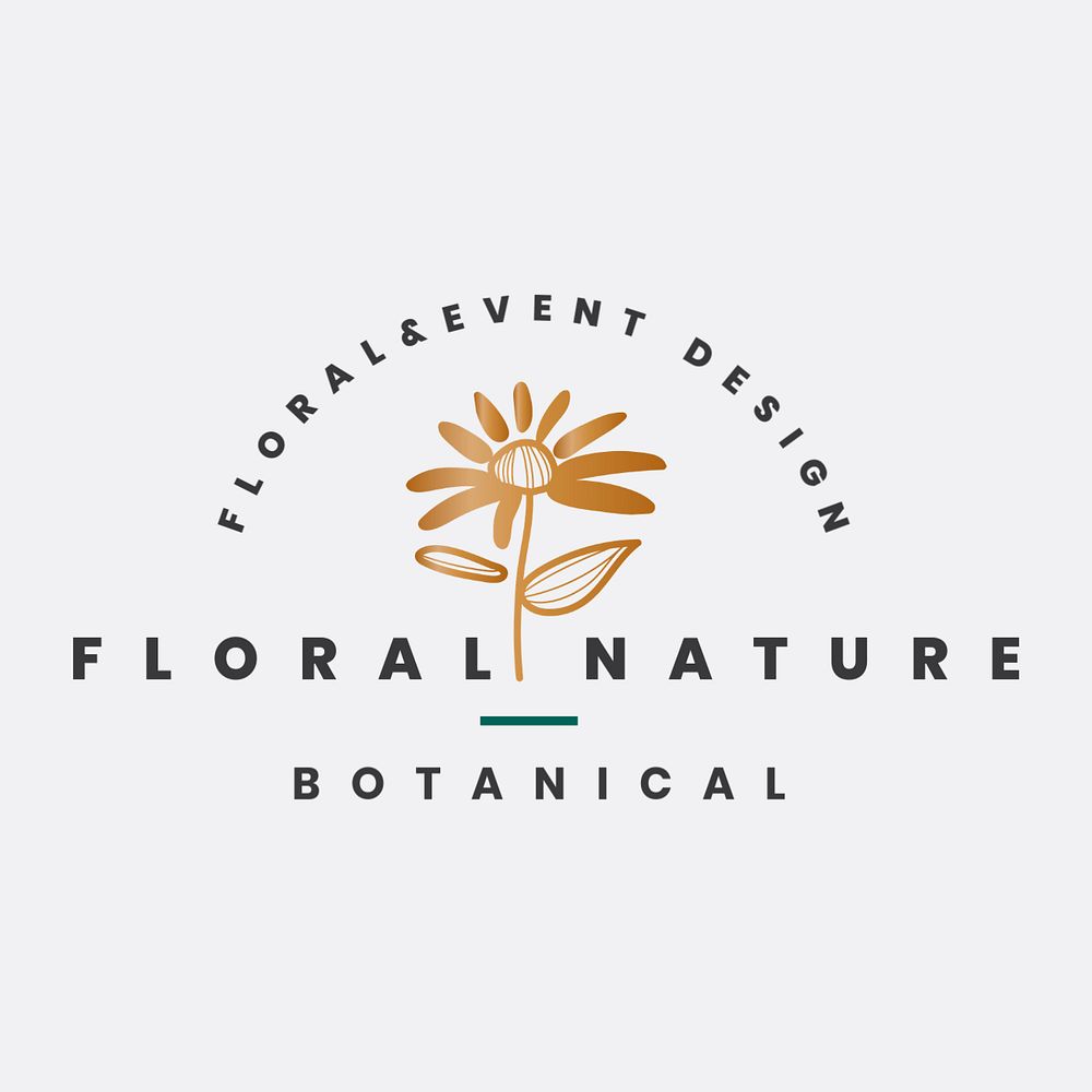 Gold flower business logo template,  editable aesthetic design