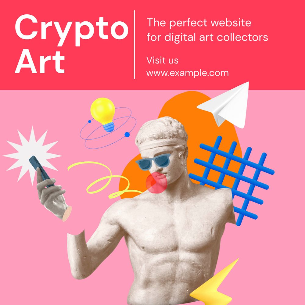 Crypto art Instagram ad template, editable social media post design