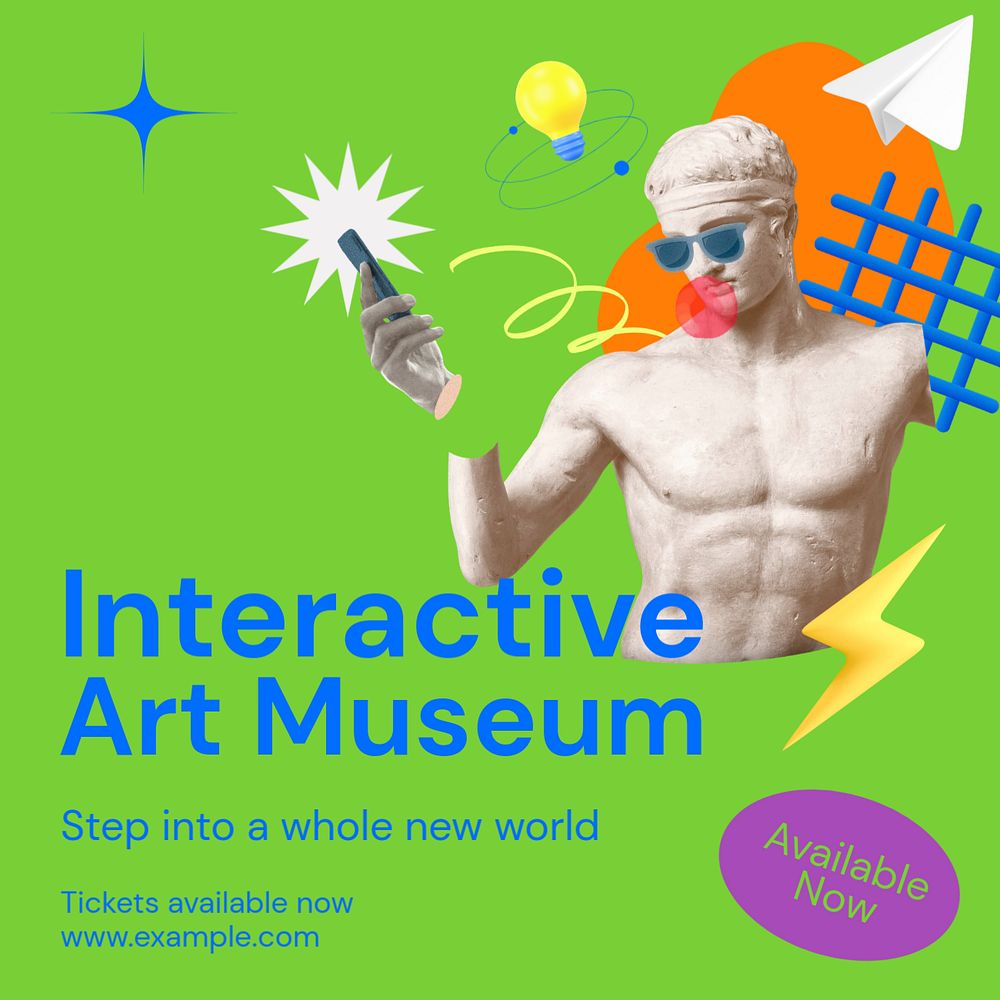 Interactive art museum Instagram ad template, editable social media post design