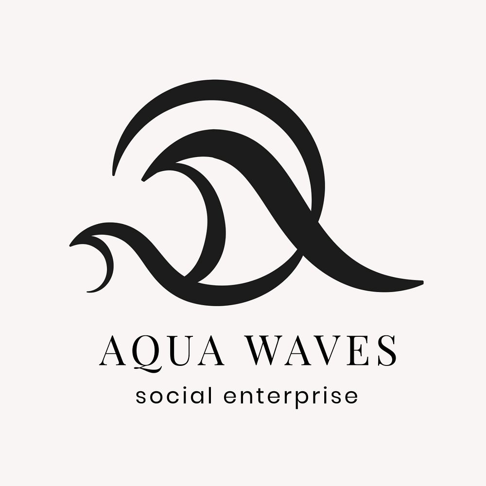 Aqua business logo template, professional creative black flat design 