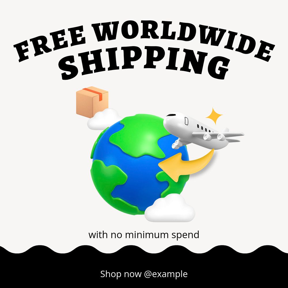 Worldwide shipping Instagram ad template, editable social media post design