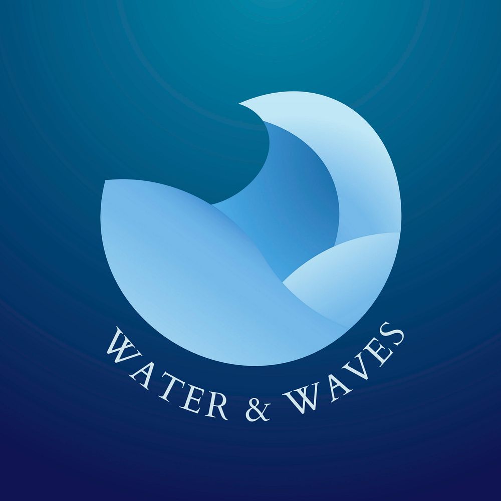 Sea wave logo template, editable business design