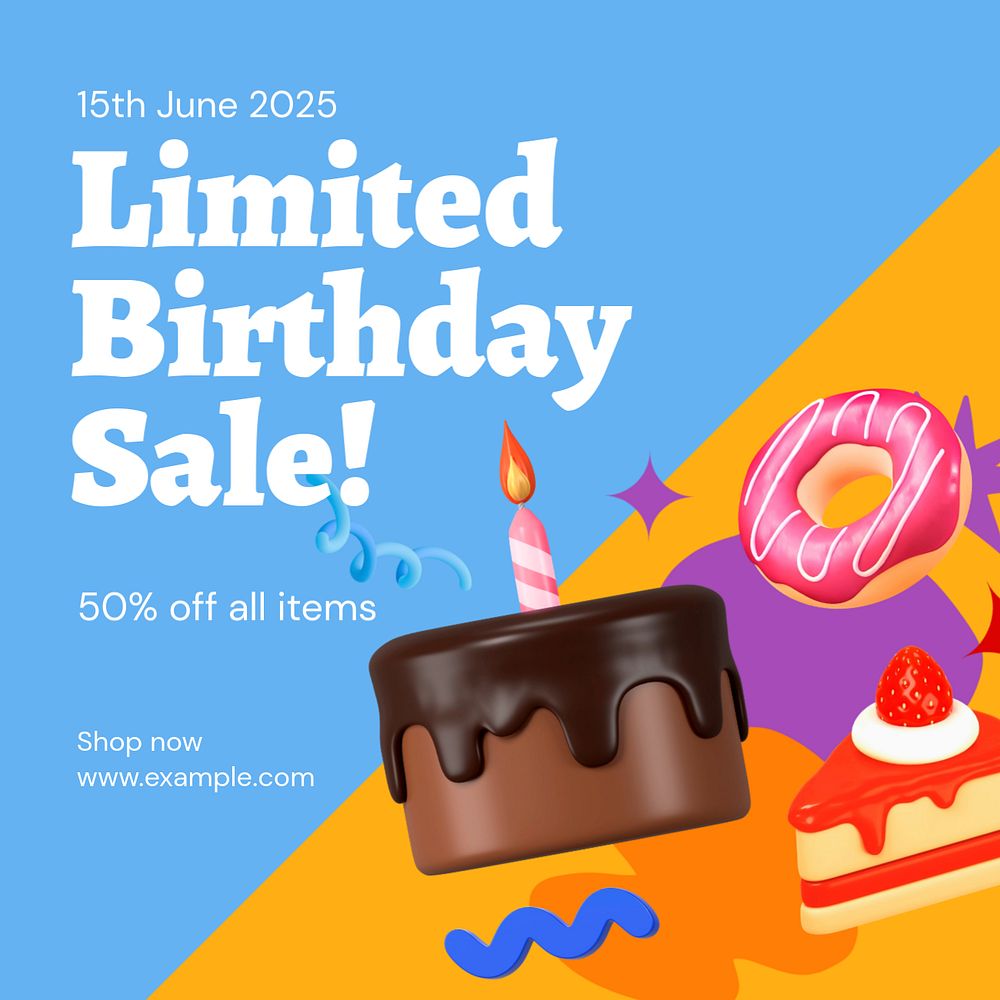 Birthday sale Instagram ad template, editable social media post design