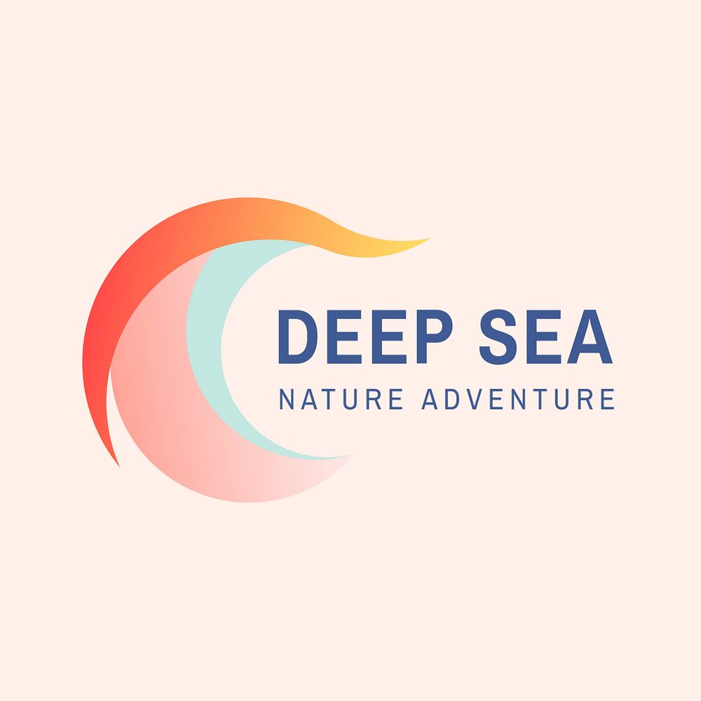 Sea wave logo template, travel business,  pastel editable design