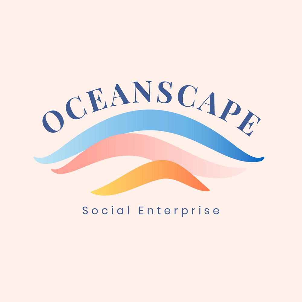 Aesthetic ocean logo template, pastel editable design