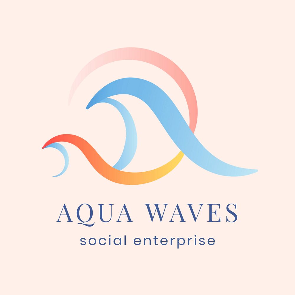 Aqua business logo template, colorful editable design