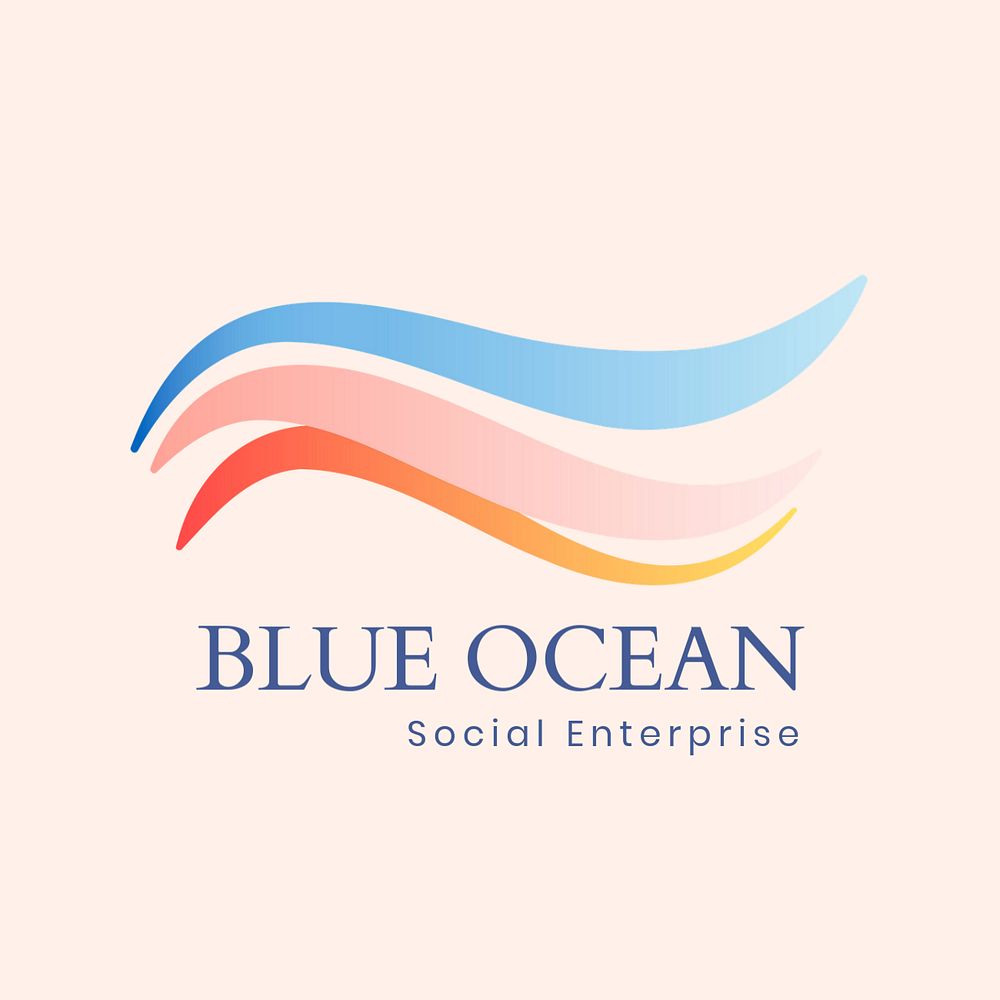 Aesthetic ocean logo template, professional editable design