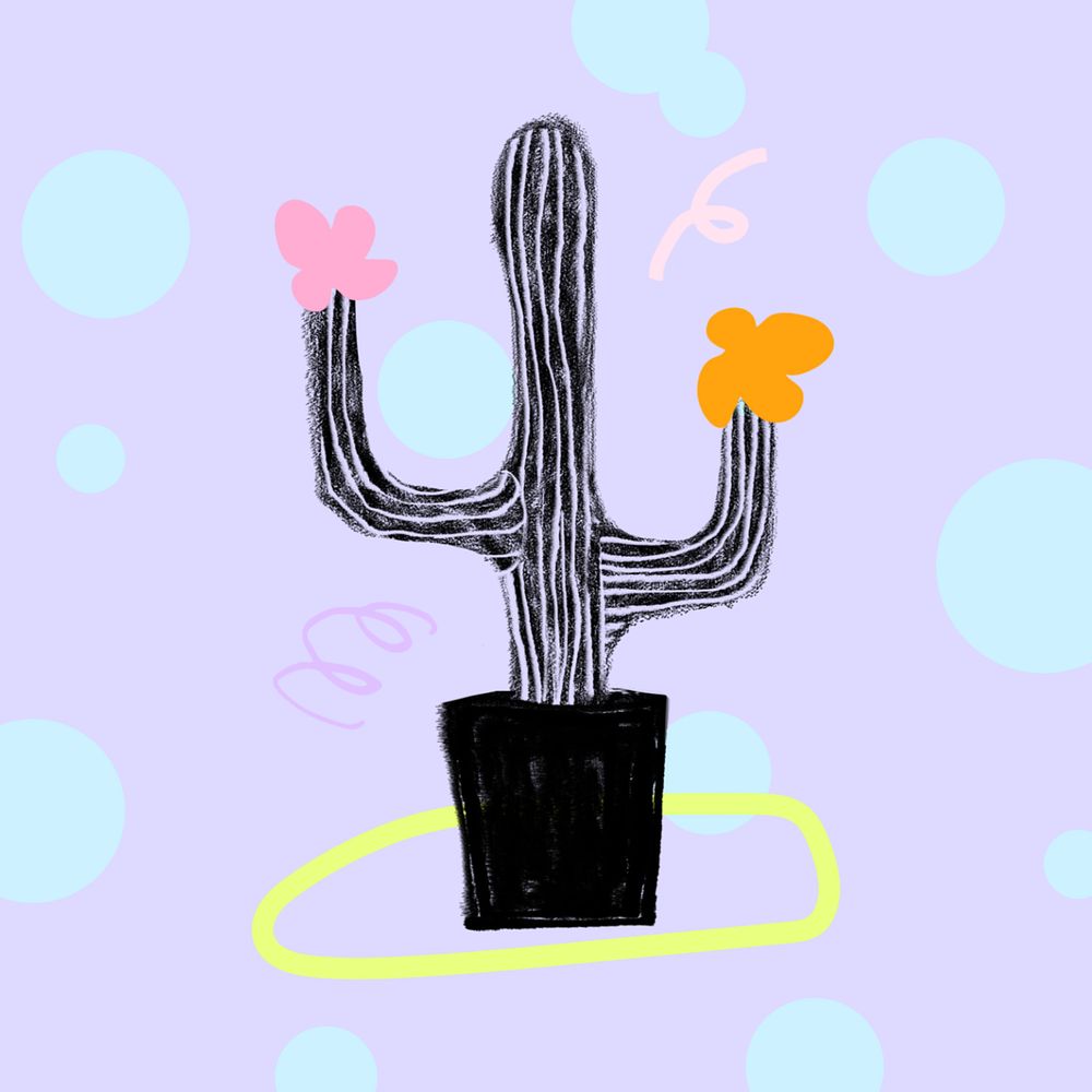 Cute cactus doodle background, editable design