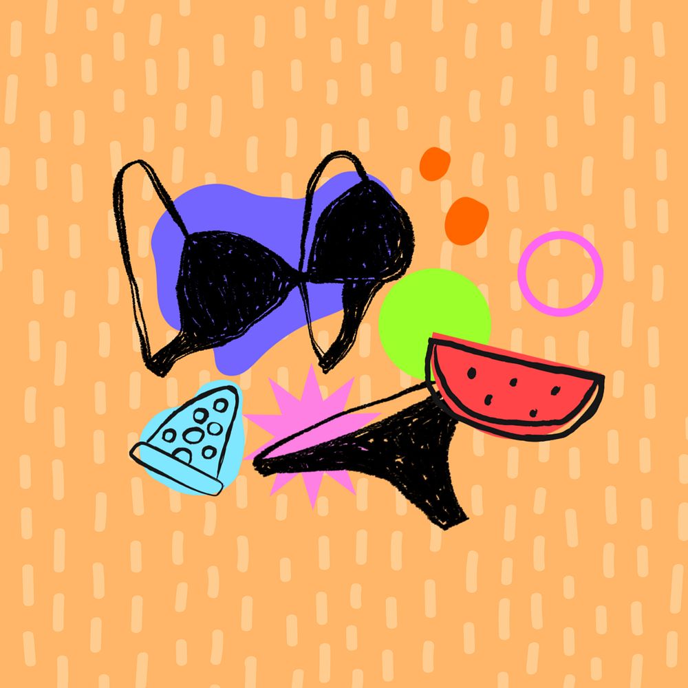 Summer bikini doodle background, editable design