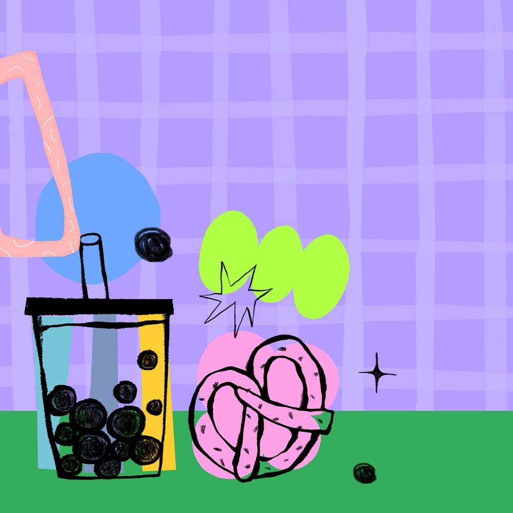 Bubble tea doodle background, editable design