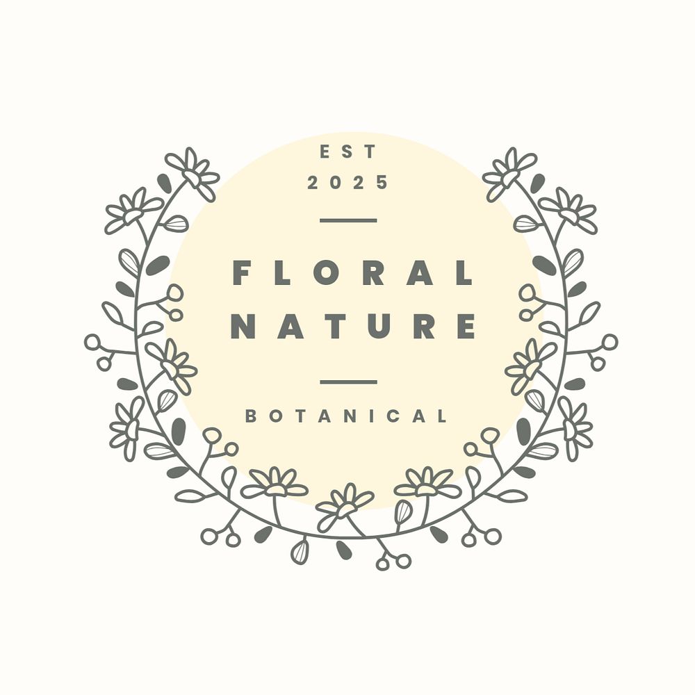 Wellness business logo template, botanical editable design