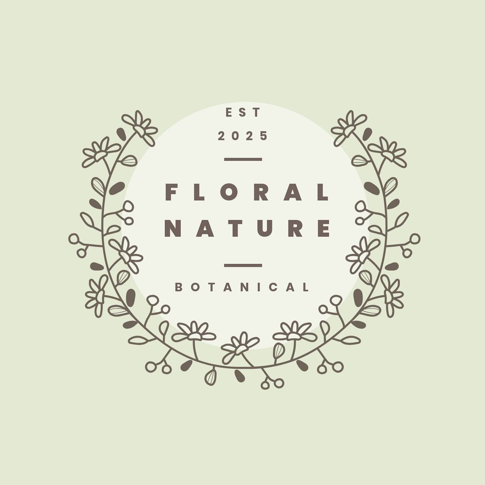 Floral editable logo template, professional design for wellness business