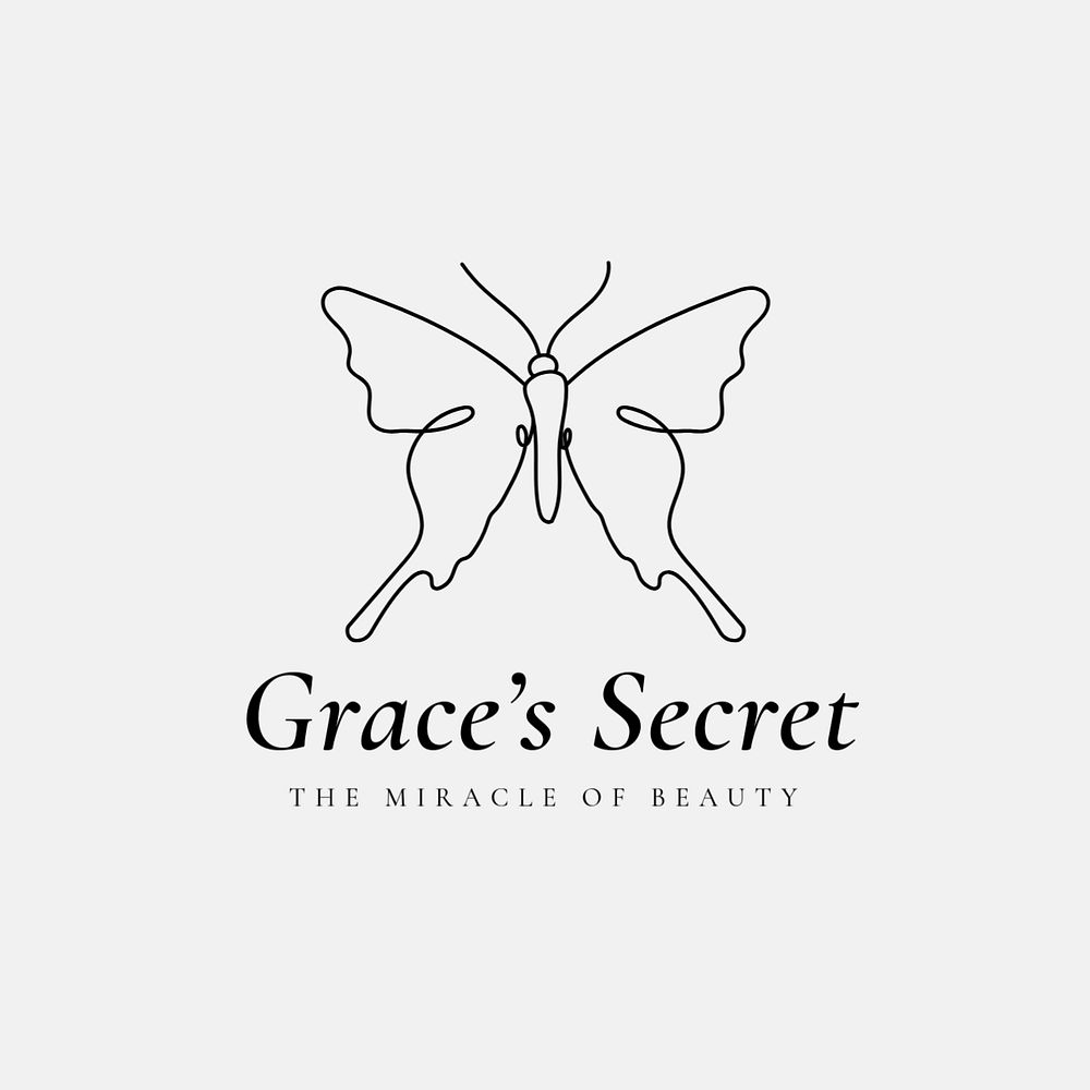 Butterfly business logo template, editable minimal design