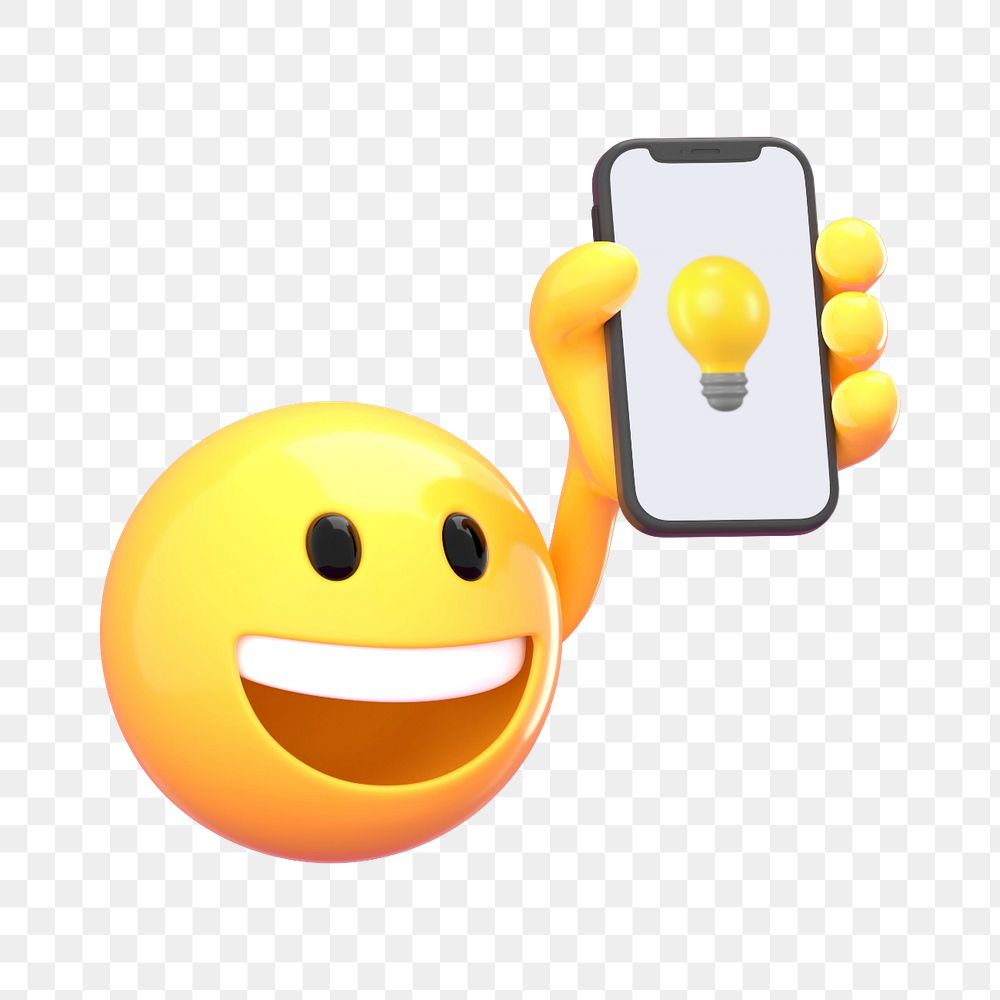 Phone screen mockup, 3D emoticon  editable design