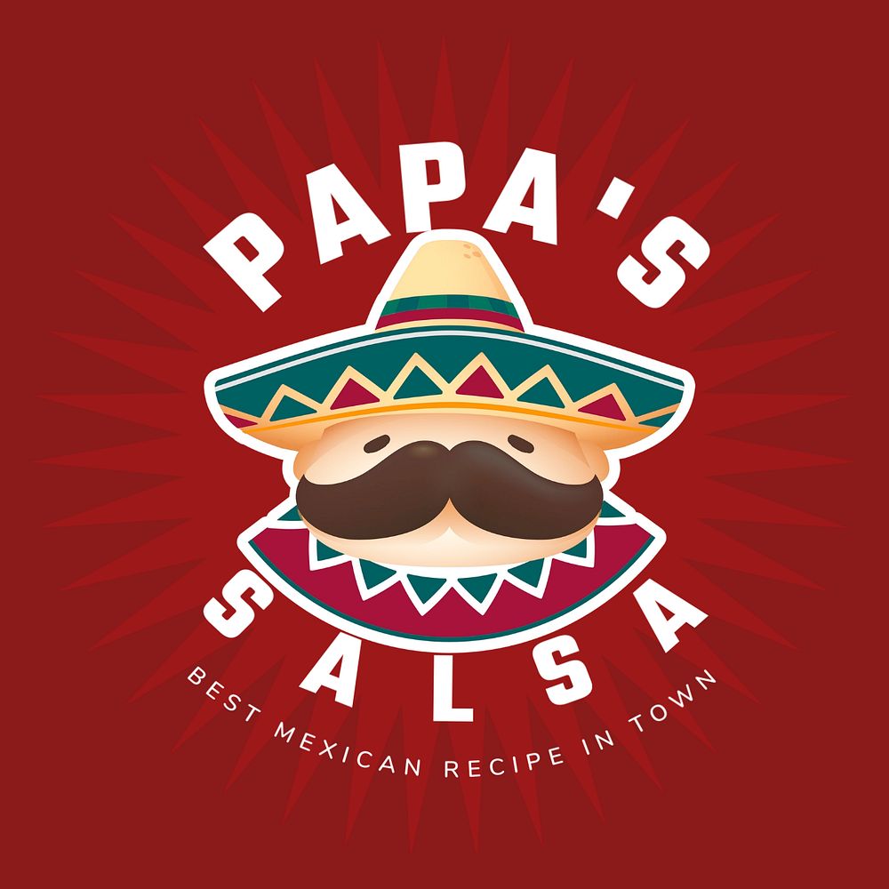 Mexican restaurant logo template, vibrant design