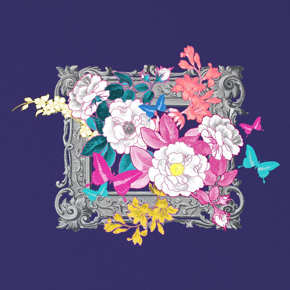 Floral frame background, editable Art Nouveau element