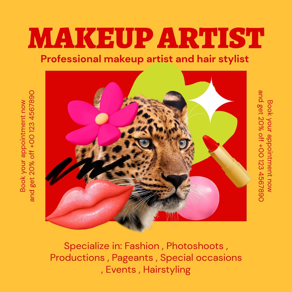 Professional makeup artist Instagram ad template, editable social media post design