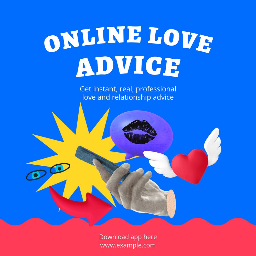 Love advice application Instagram ad template, editable social media post design