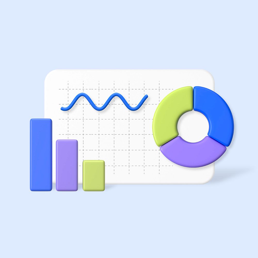 Statistics & graphs, business 3d graphic remix, customizable background & elements