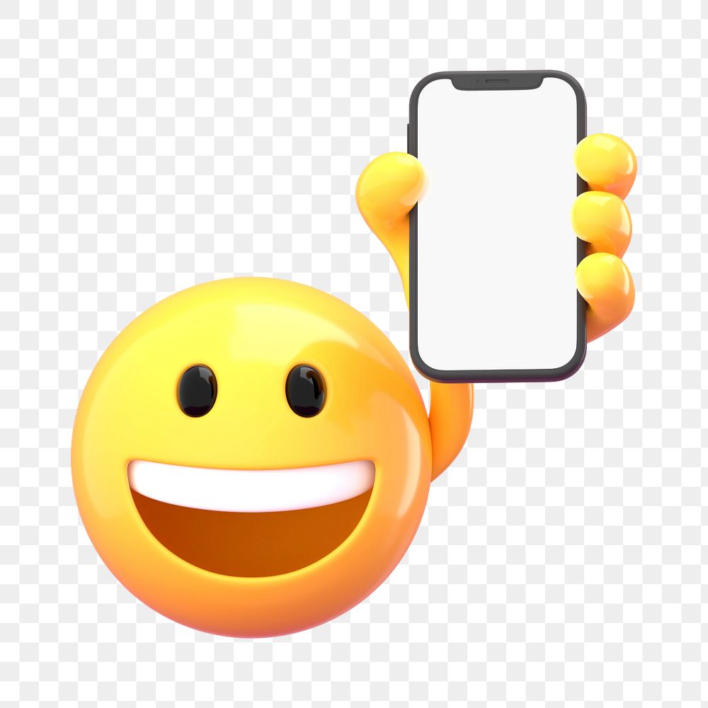 Phone screen mockup, 3D emoji  editable design