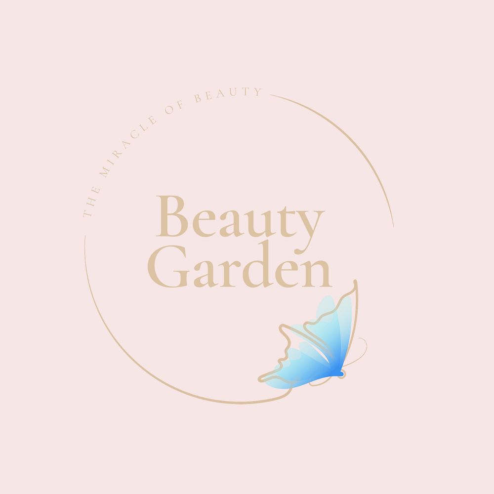 Butterfly badge business logo template, editable minimal design