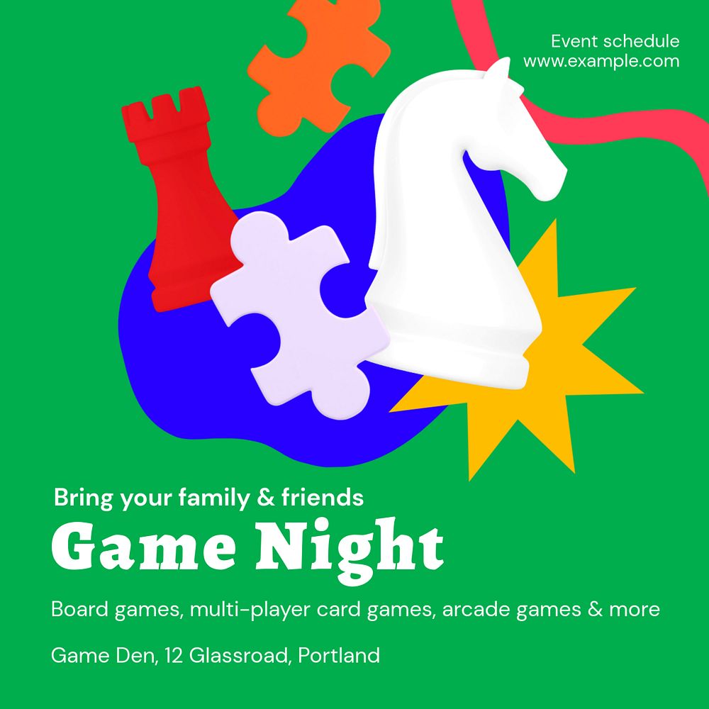 Game night Instagram ad template, editable social media post design