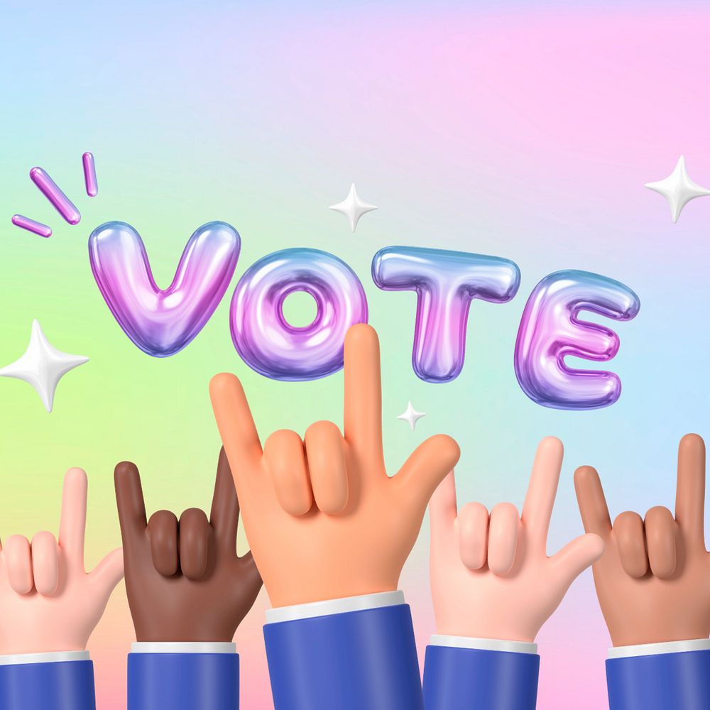 Election vote hands background, 3D rendering, editable design