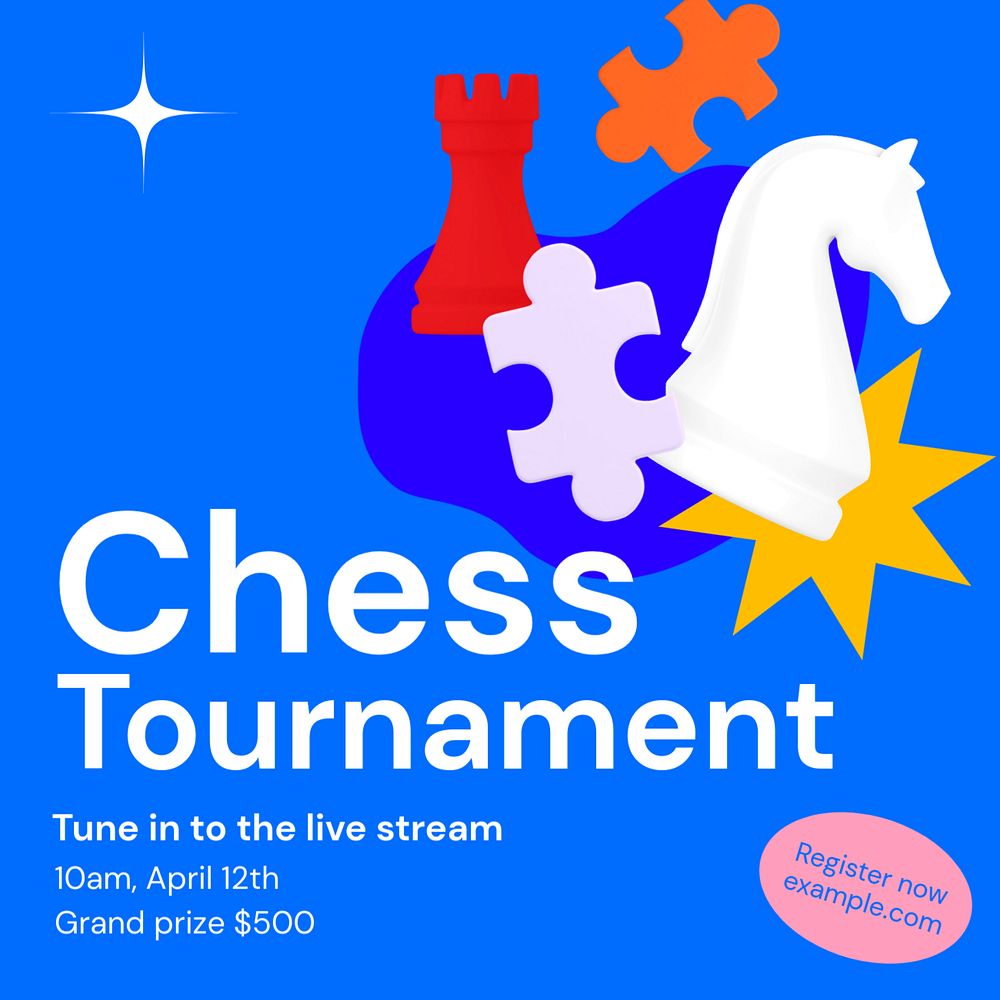 Chess tournament Instagram ad template, editable social media post design