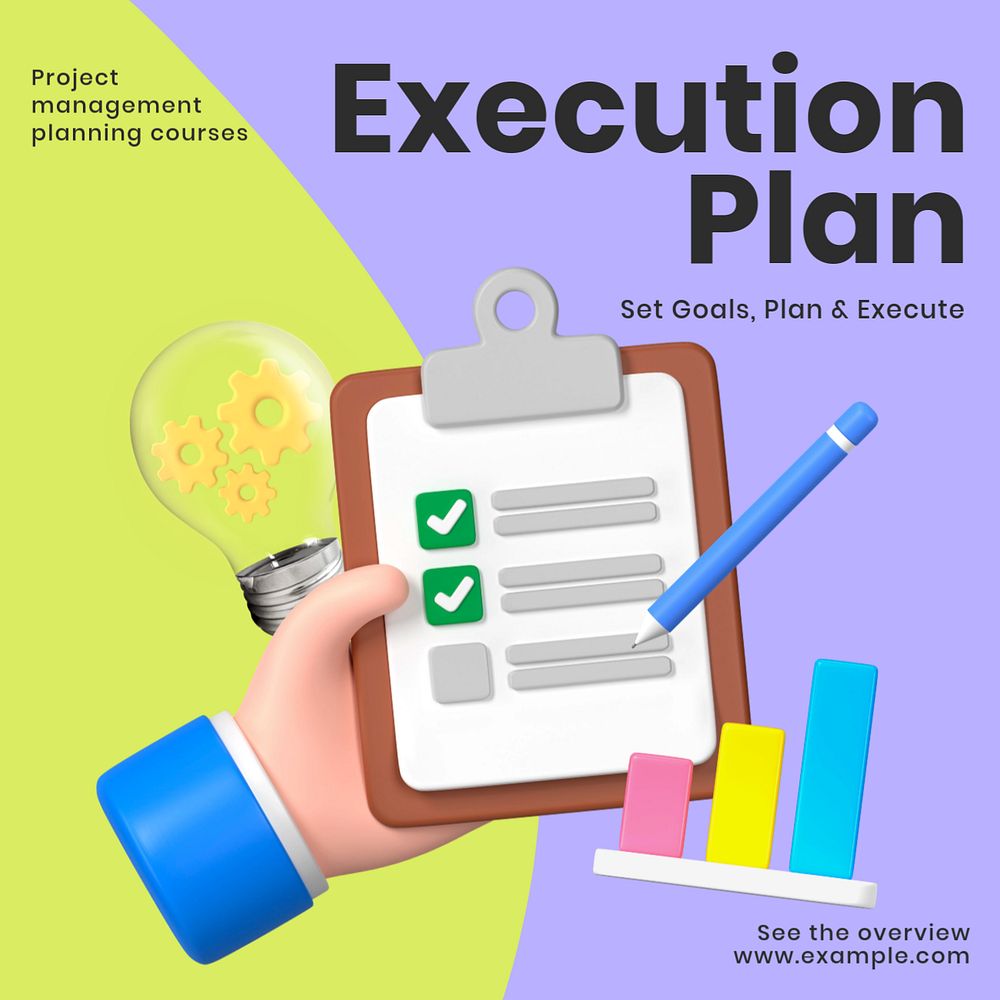 Execution plan Facebook ad template, editable text & design