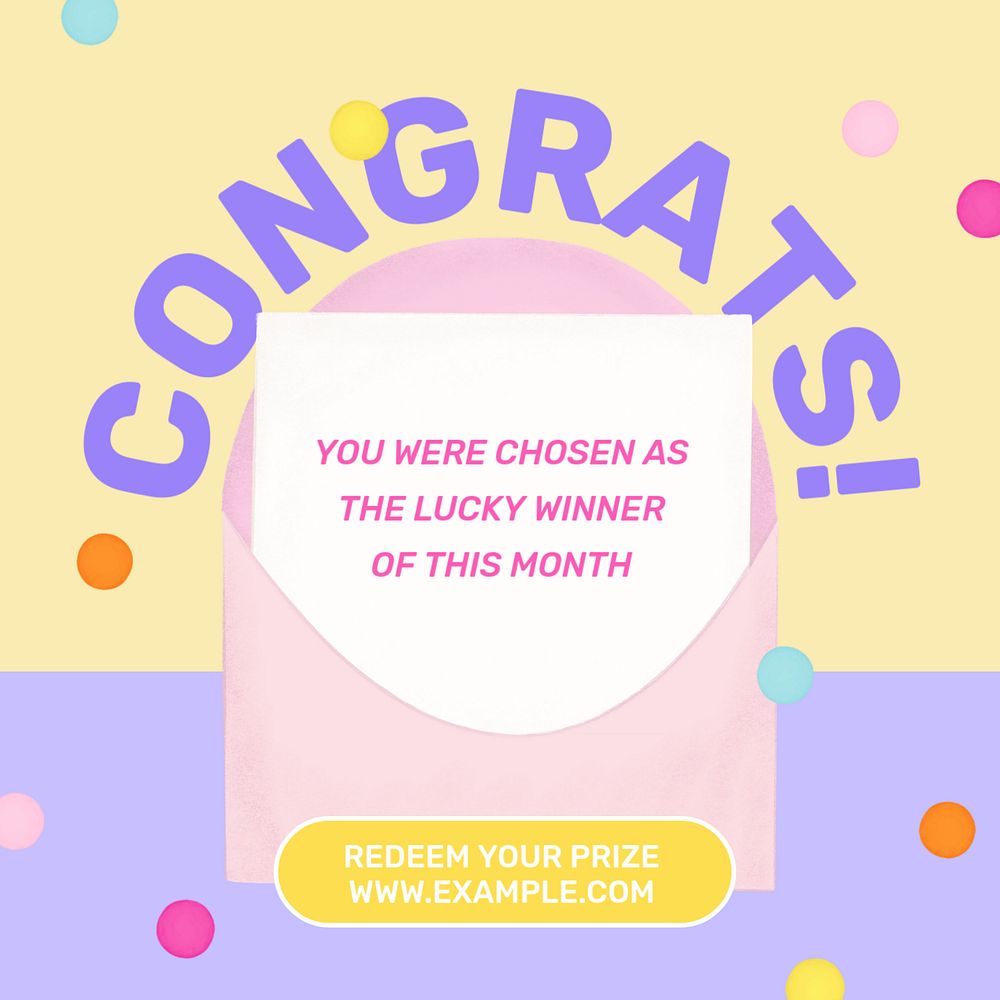 Congrats Instagram post template, editable digital painting remix