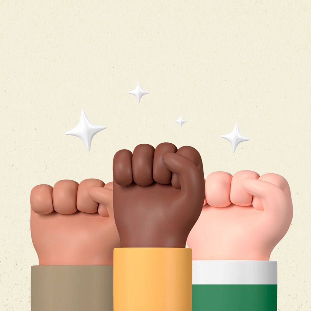 Diverse raised fists background, BLM movement support, editable design