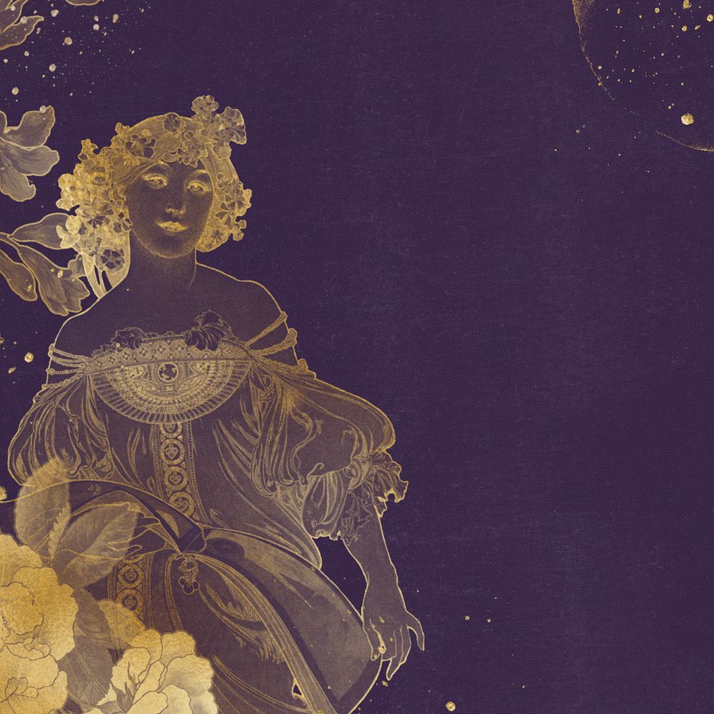 F Champenois background, Alphonse Mucha's famous artwork, remixed by rawpixel, editable design