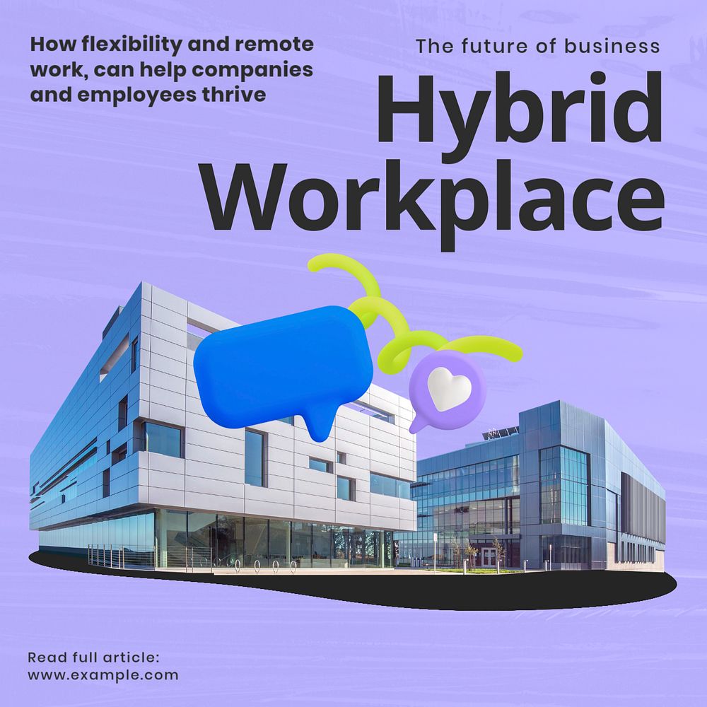 Hybrid workplace Facebook ad template, editable text & design