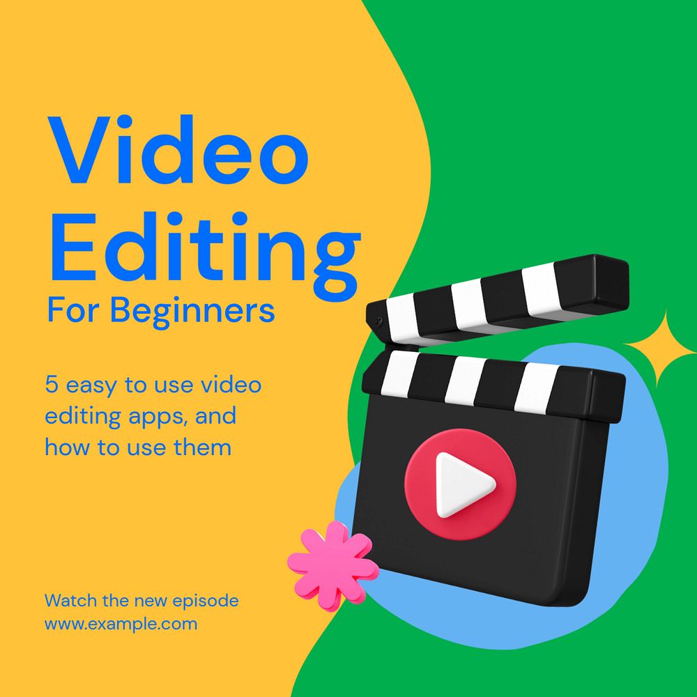 Video editing Instagram ad template, editable social media post design