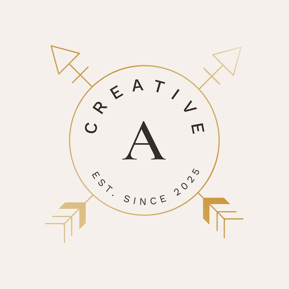 Gold business logo template, editable minimal cross arrow design