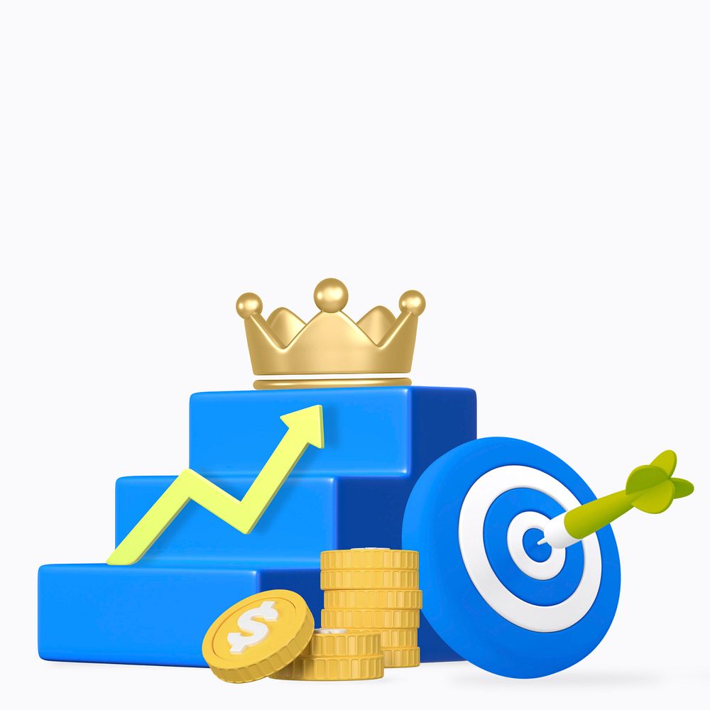 Successful business leadership 3d graphic remix, customizable background & elements