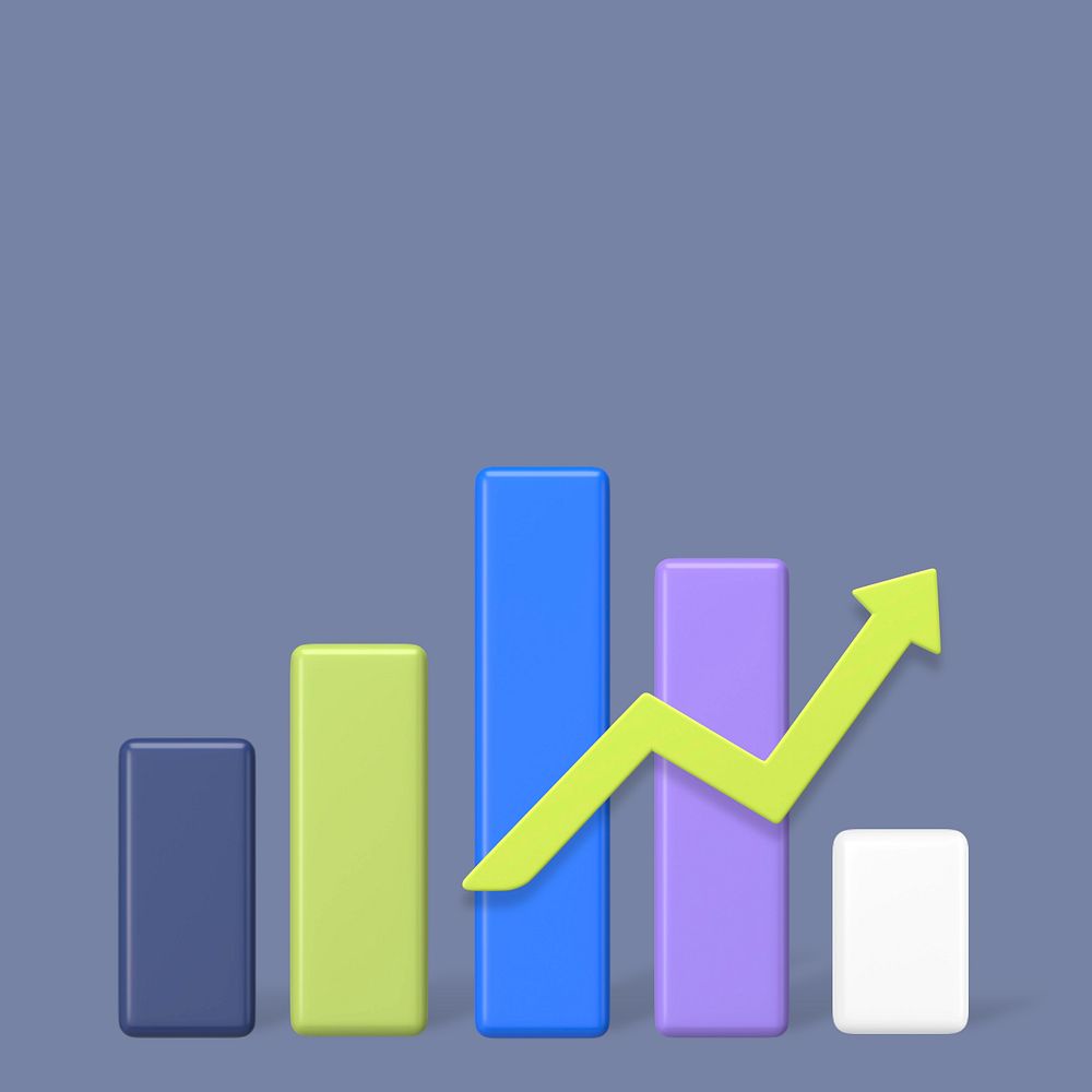 Business bar graph 3d graphic remix, customizable background & elements