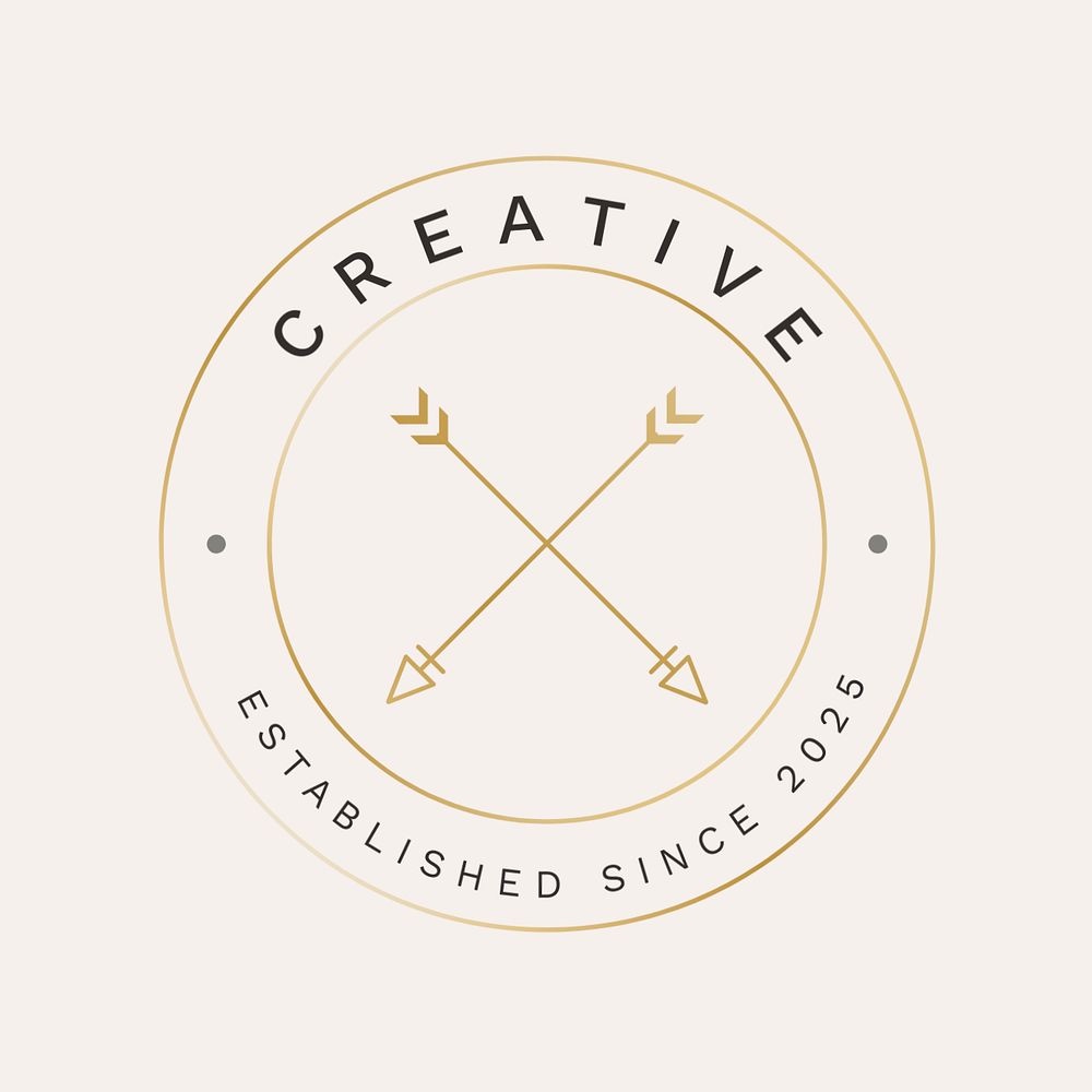 Gold professional business logo template, editable minimal cross arrow design