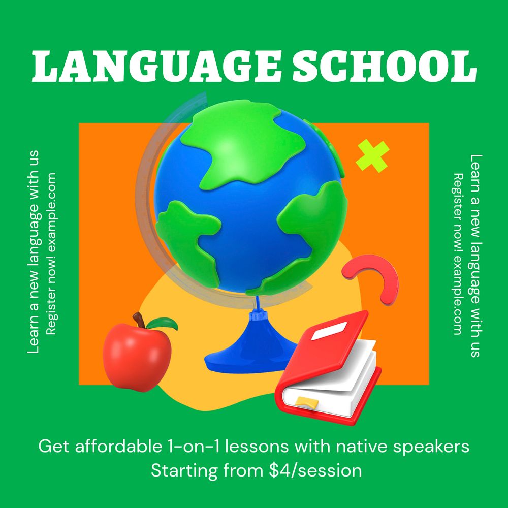 Global language school Instagram ad template, editable social media post design