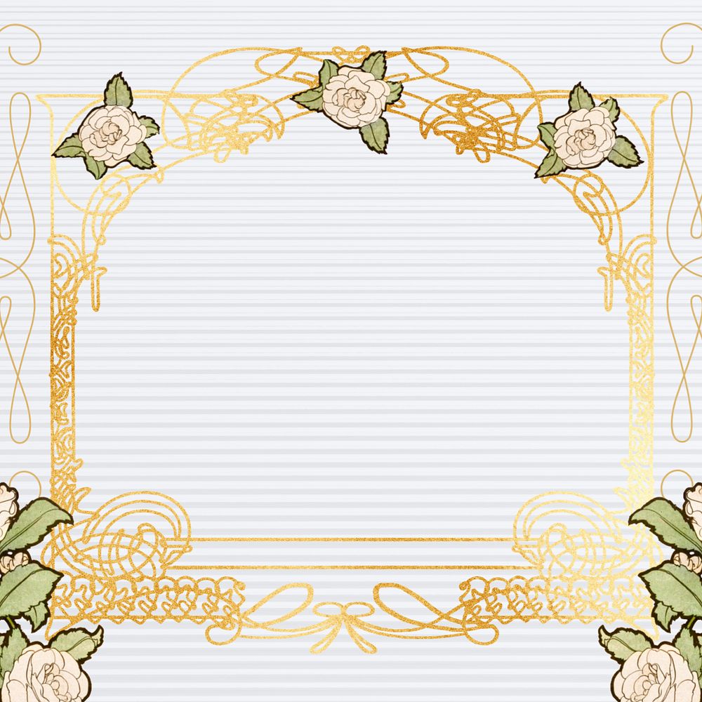 Floral ornament frame background, gold luxury design, remixed by rawpixel, editable design