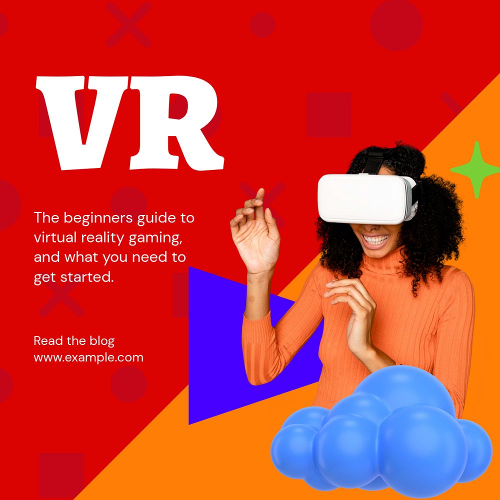 Virtual reality Instagram ad template, editable social media post design