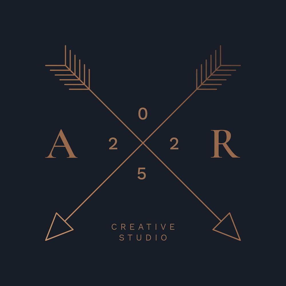 Minimal creative logo template, copper cross arrow design 